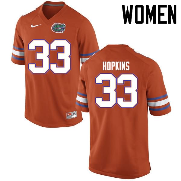 NCAA Florida Gators Tyriek Hopkins Women's #33 Nike Orange Stitched Authentic College Football Jersey GQI0364SS